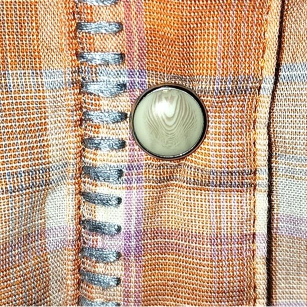 Wrangler Orange Plaid Snap Front Women's Western Shirt Size L‎ - Picture 6 of 10